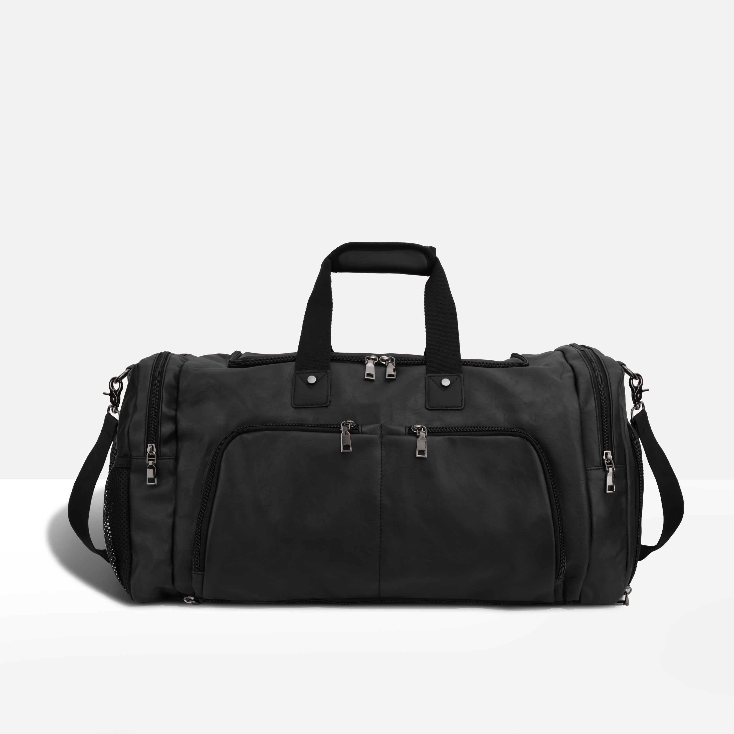 Multi-Compartment Leather Men's Duffle Bag