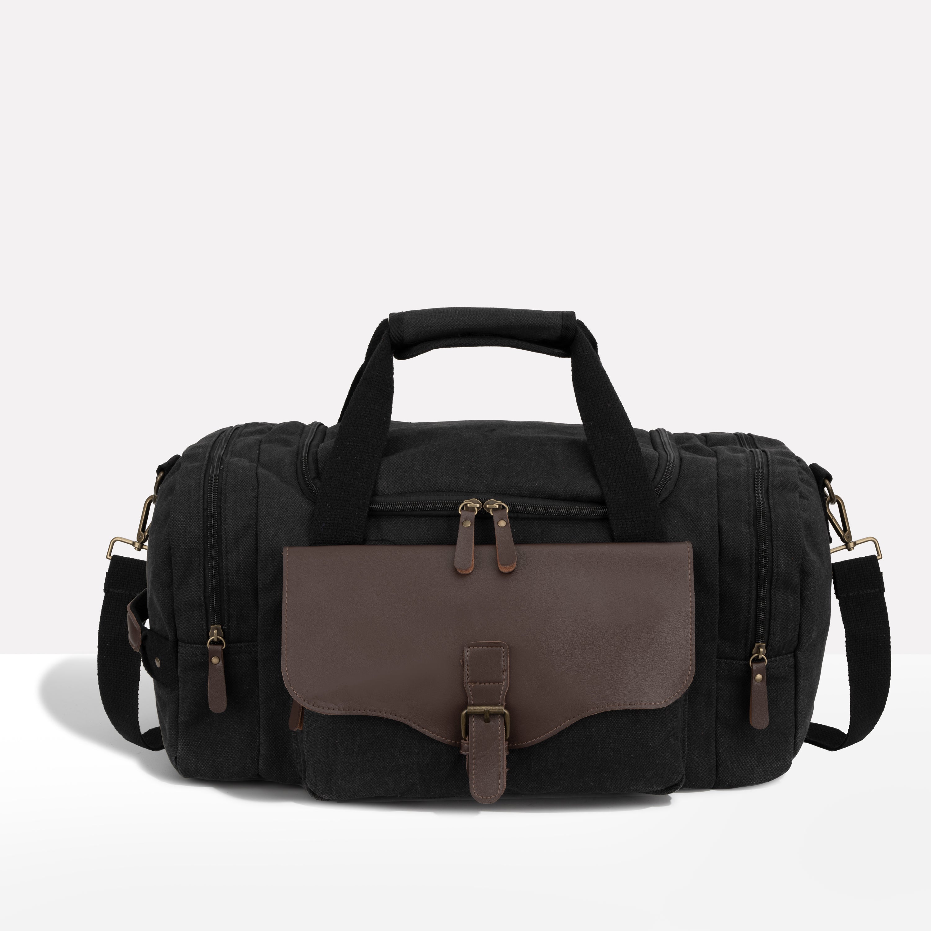 Multi-Compartment Leather Accent Duffle Bag