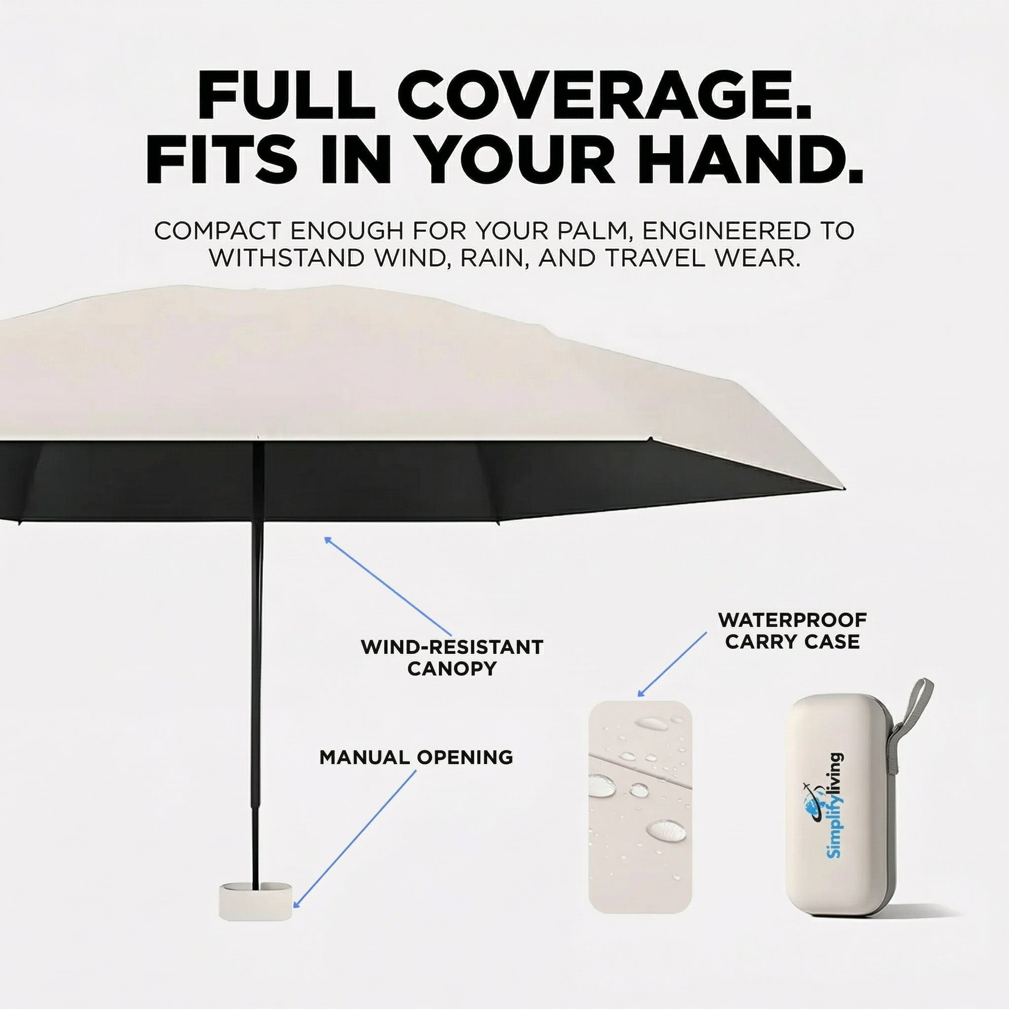 Compact Travel Umbrella & Case